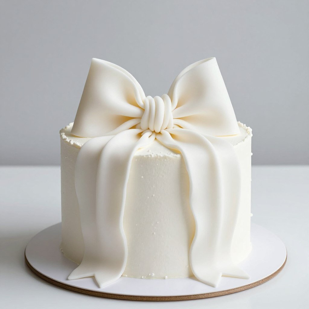 minimalist white coquette birthday cake with single dramatic bow minimalist white coquette birthday cake with single dramatic bow