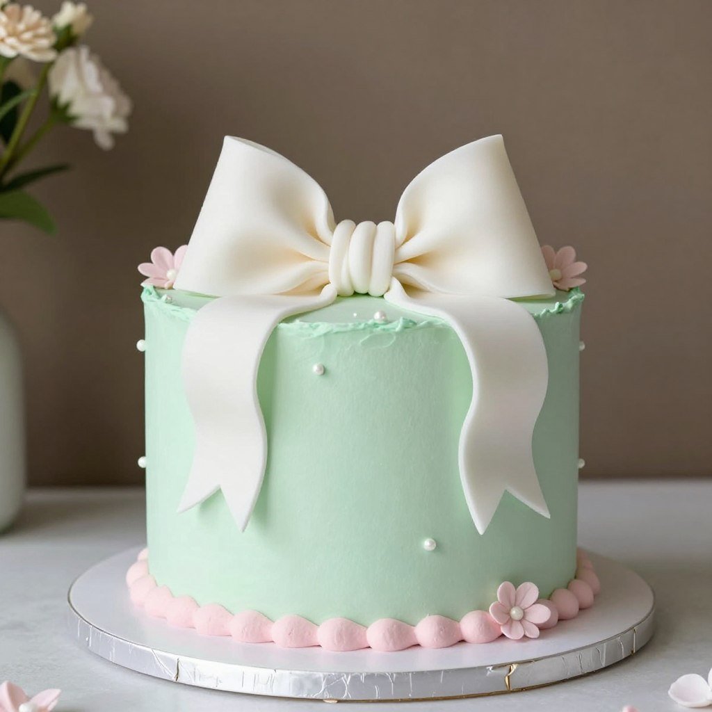 mint and pink aesthetic cake