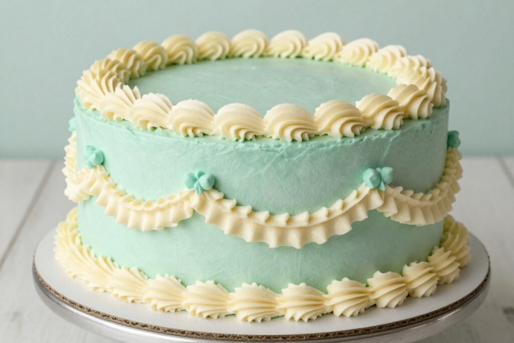 mint green and ivory retro cake design