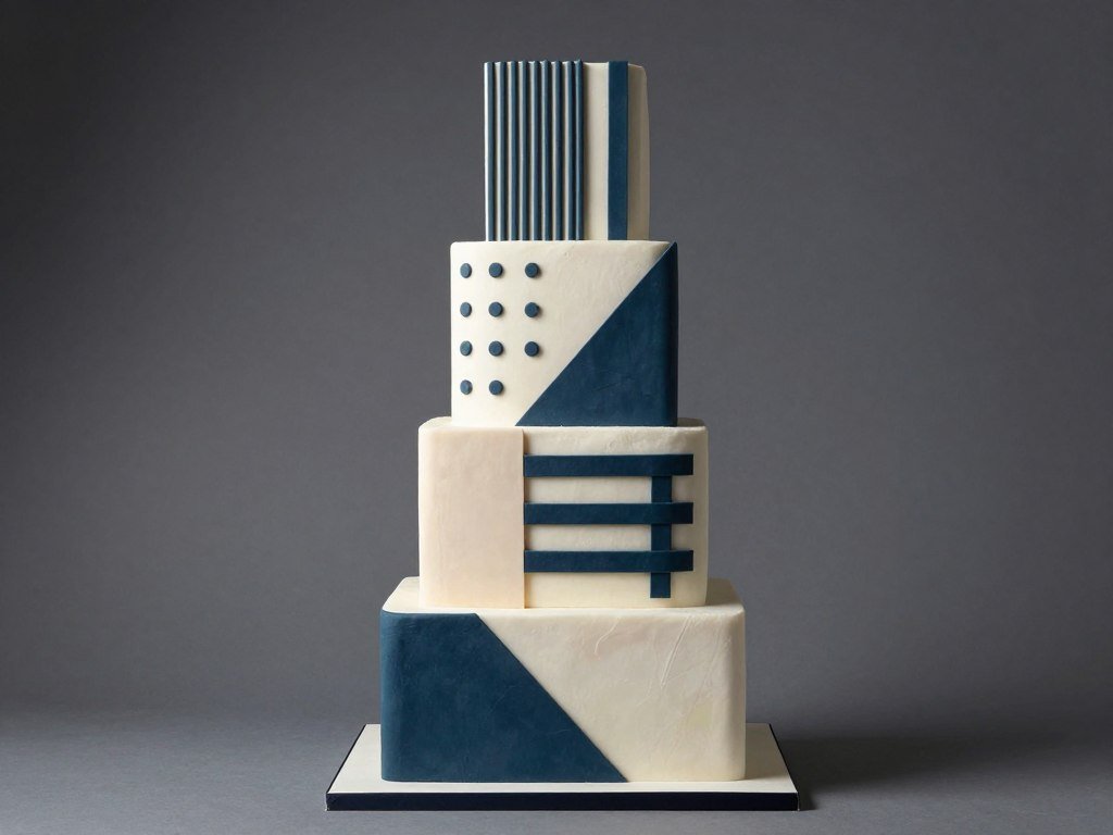 modern asymmetrical four-tier birthday cake design