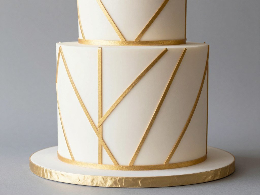modern fondant cake with geometric patterns for contemporary celebration