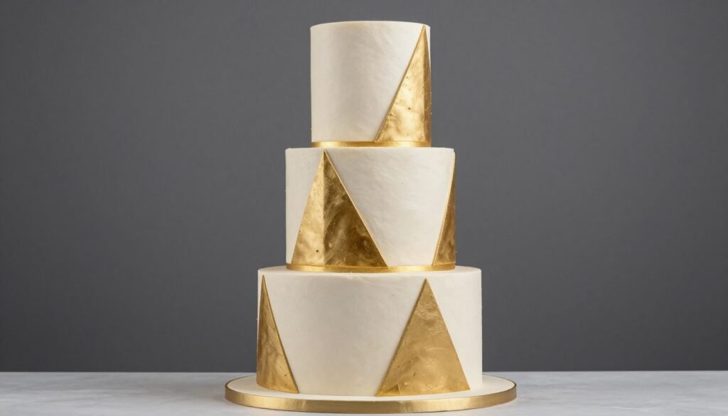 modern geometric tiered cake design for mom's 60th birthday party