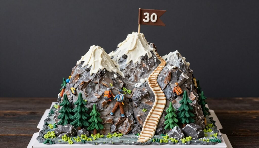 mountain themed 30th birthday cake for men