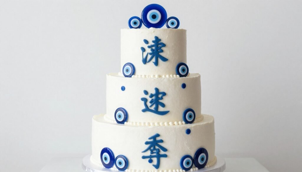 multiple evil eye charms birthday cake spiritual protection