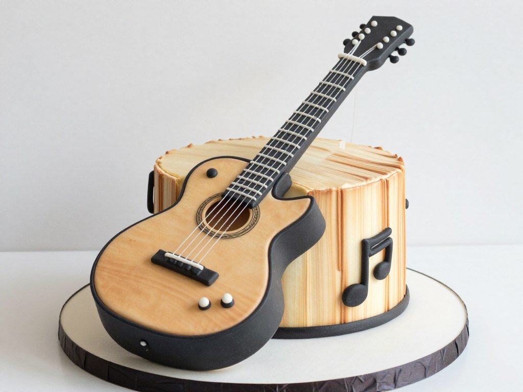 music-themed birthday cake designed like a guitar music-themed birthday cake designed like a guitar