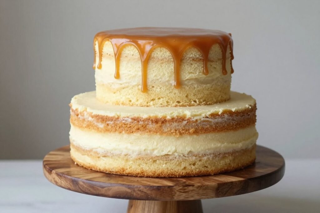 naked birthday cake with drizzled glaze rustic design