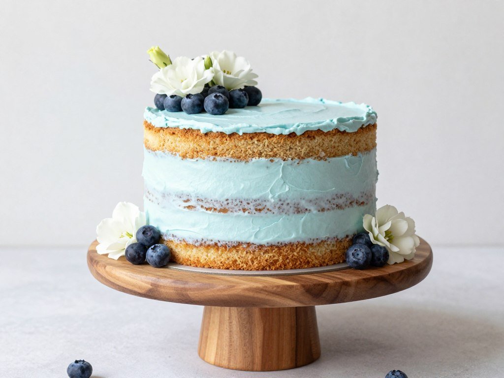 naked cake with blue cream and berries minimalist style naked cake with blue cream and berries minimalist style