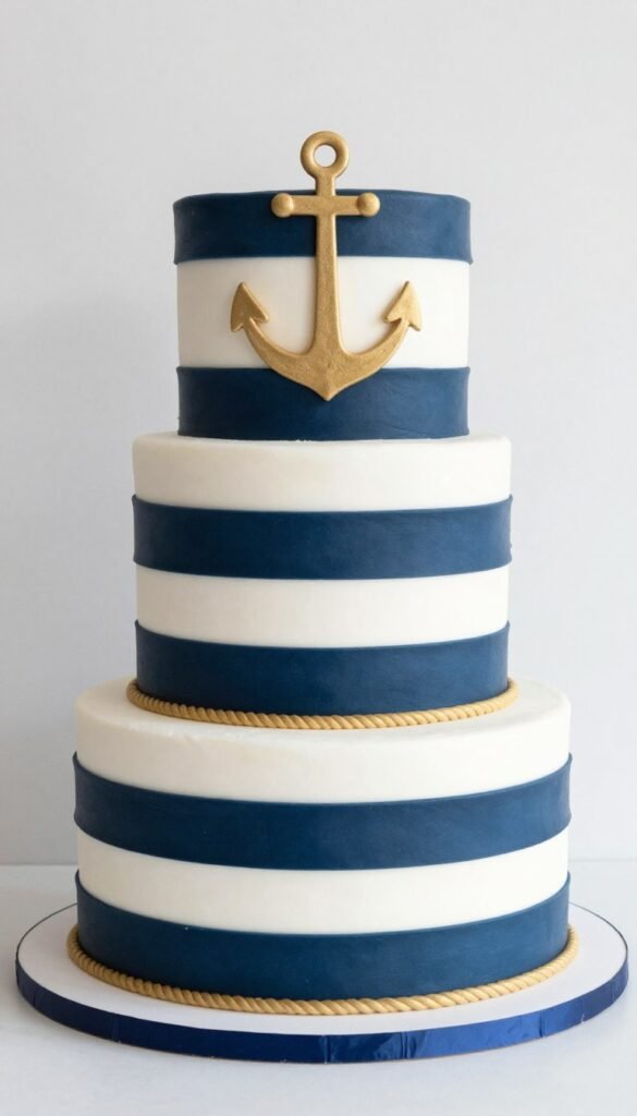 nautical blue and white striped cake nautical blue and white striped cake