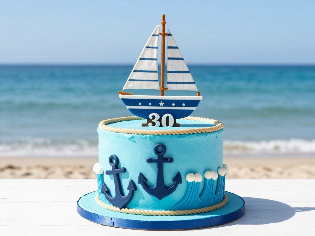 nautical ocean birthday cake for men
