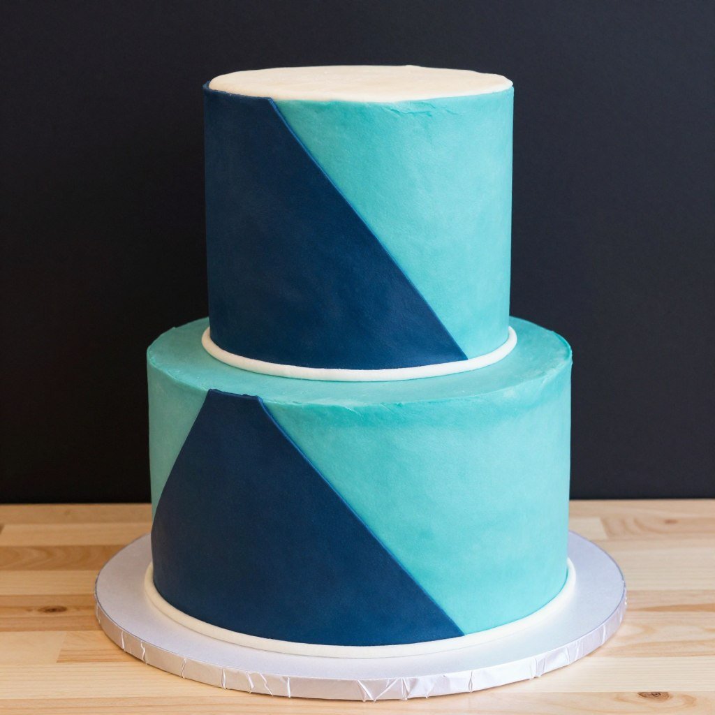 navy and teal geometric cake design navy and teal geometric cake design