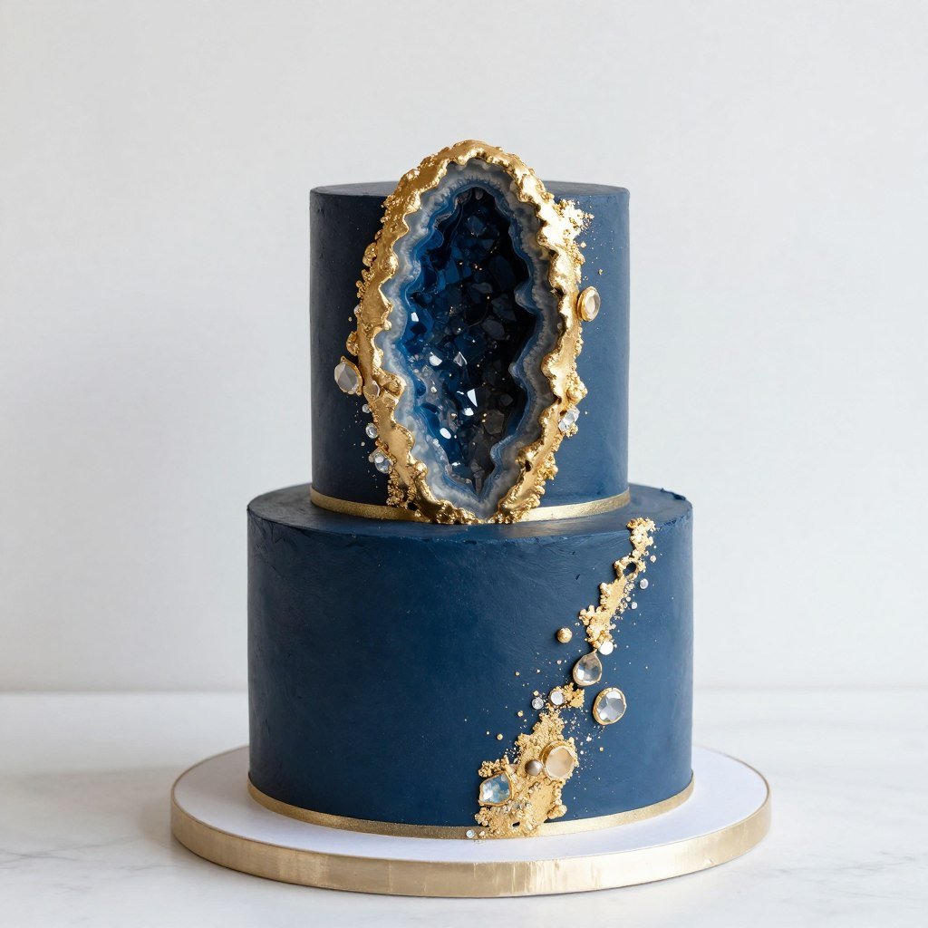 navy blue geode cake with gold navy blue geode cake with gold