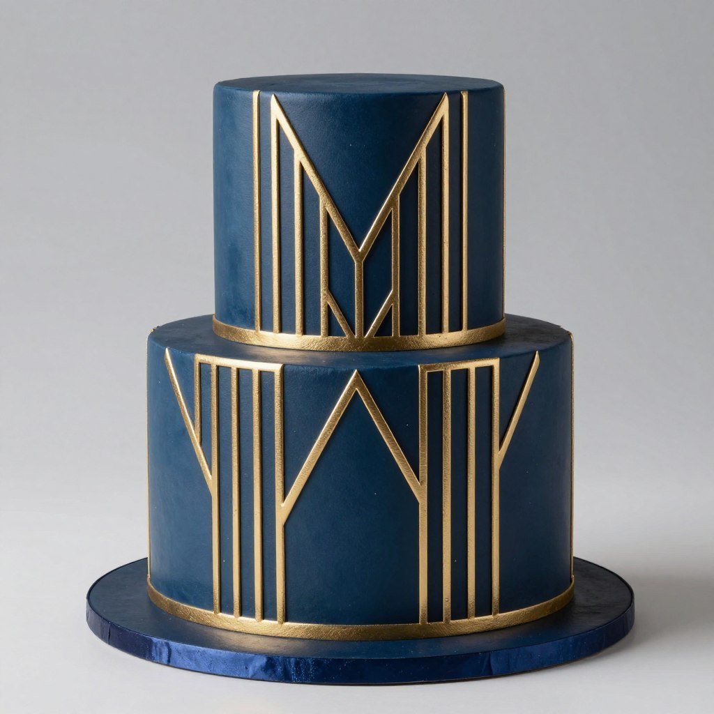 navy blue square cake with gold geometric patterns navy blue square cake with gold geometric patterns