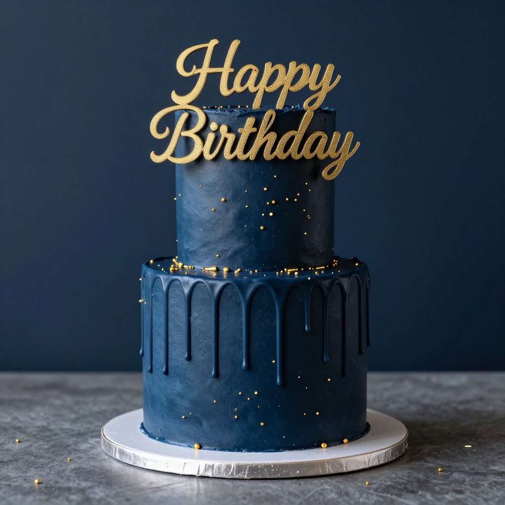 navy drip cake with gold sprinkles navy drip cake with gold sprinkles