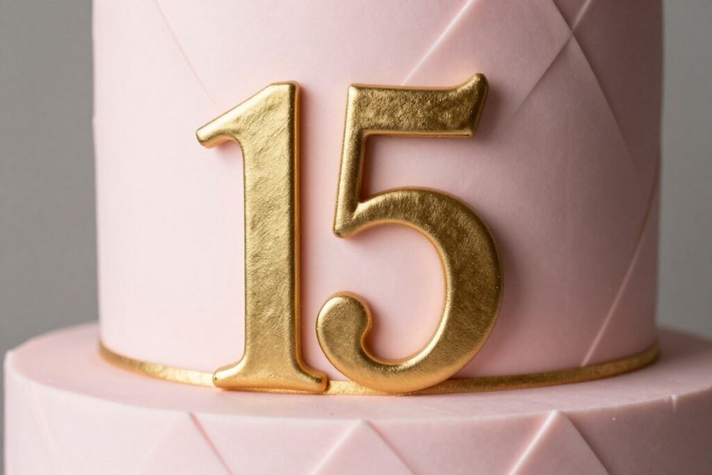 number fifteen cake topper on modern geometric cake number fifteen cake topper on modern geometric cake
