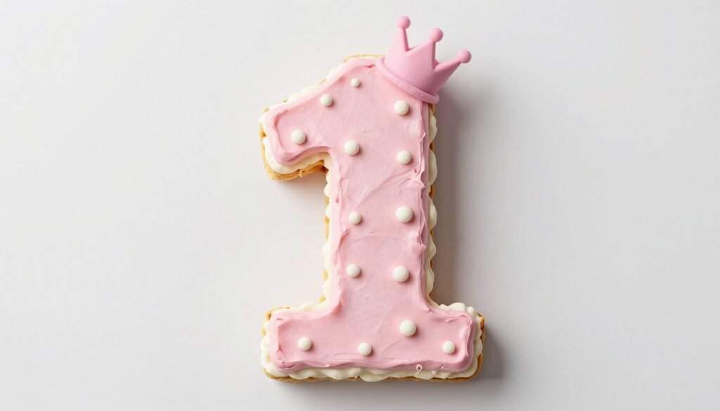 number one shaped birthday cake decorated simply