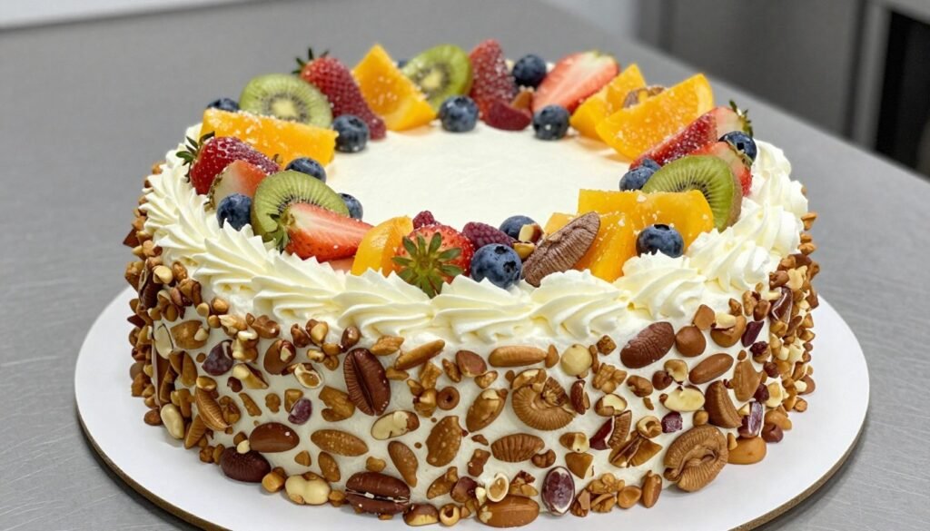 nut-free birthday cake decorated with safe ingredients