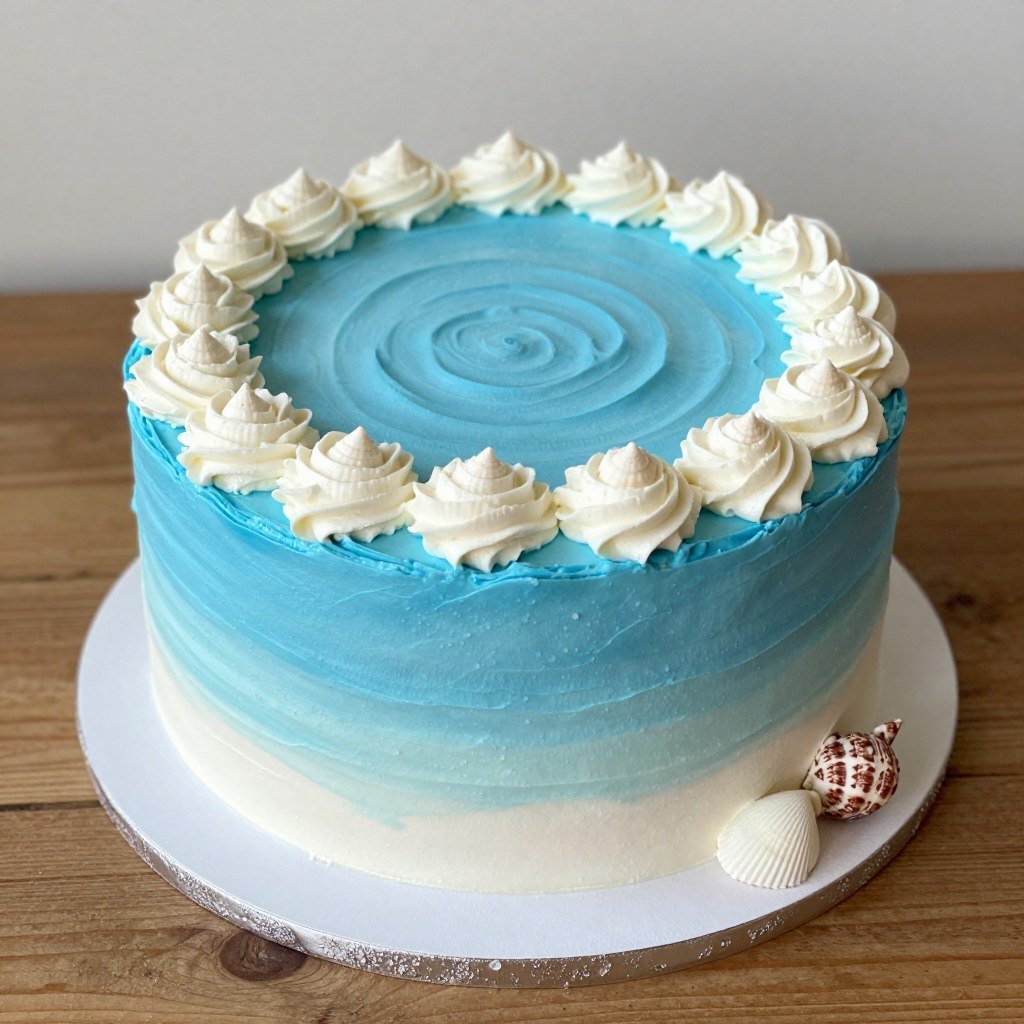 ocean wave blue cake summer beach theme ocean wave blue cake summer beach theme