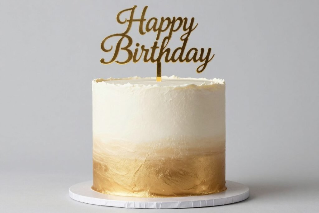 ombre gold to white birthday cake with gradient shimmer