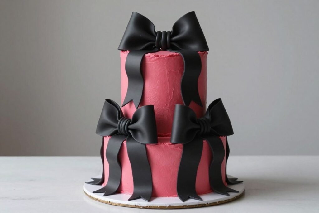 over-the-top bow decoration cake