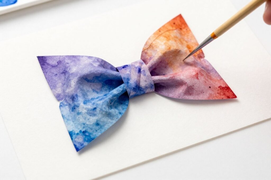 painted wafer paper bow detail