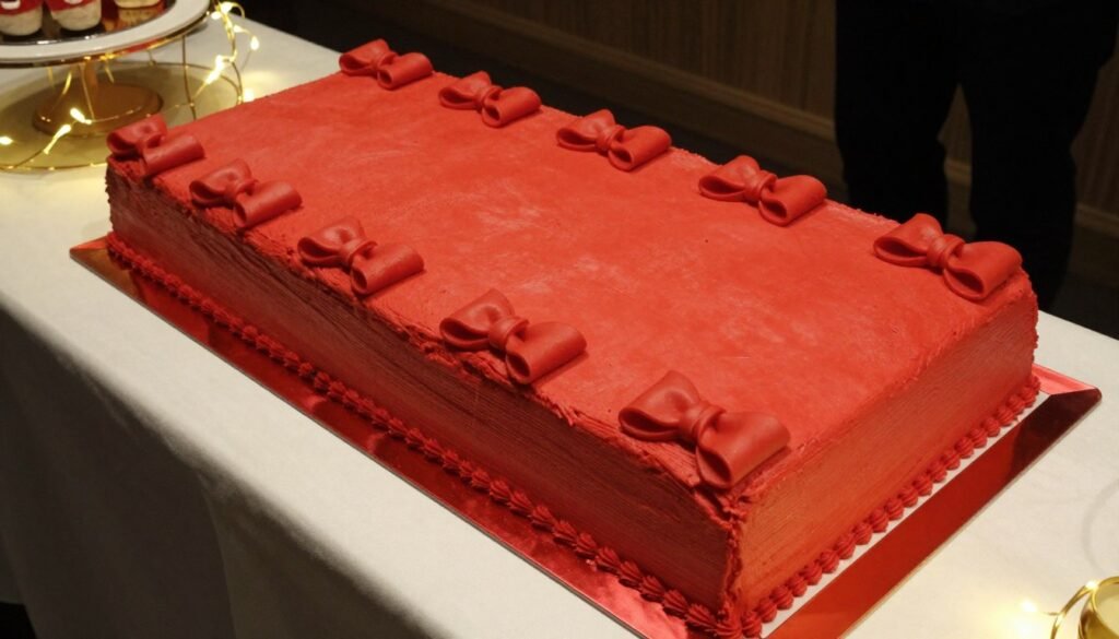 party cake with coquette red ribbon design party cake with coquette red ribbon design