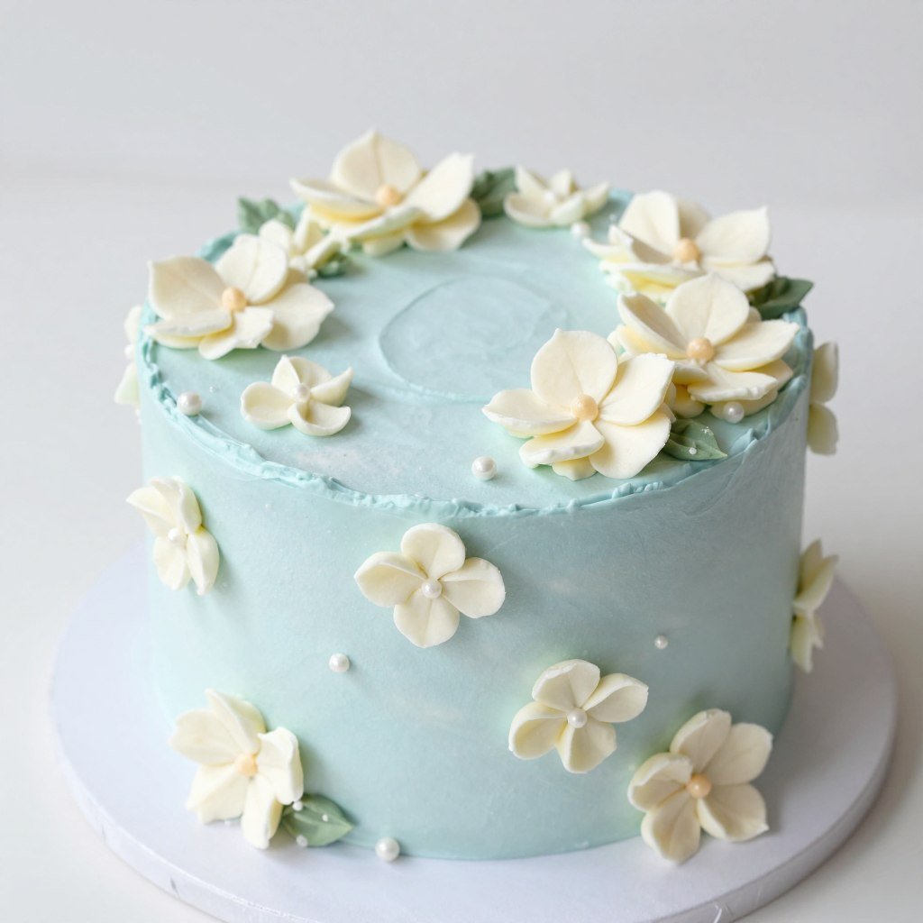 pastel blue birthday cake with buttercream flowers pastel blue birthday cake with buttercream flowers