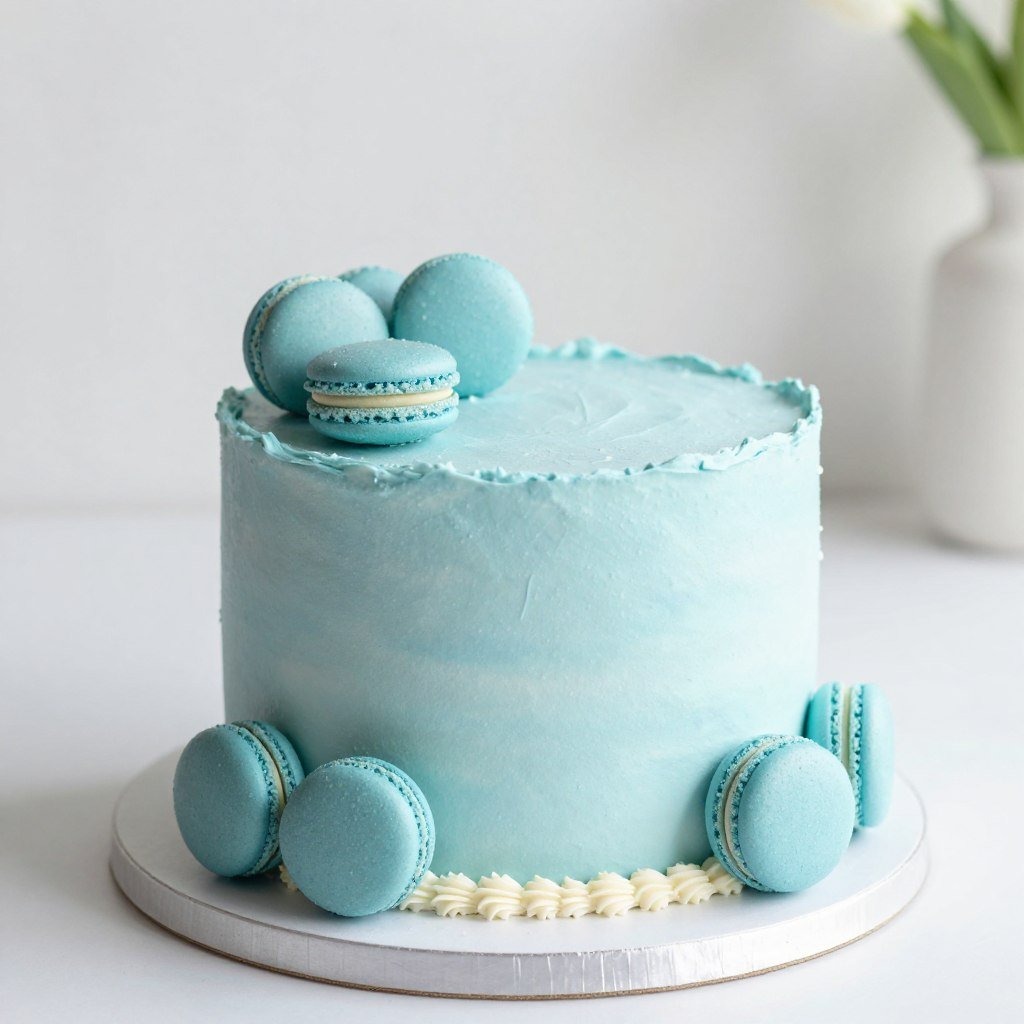 pastel blue cake design with macarons pastel blue cake design with macarons