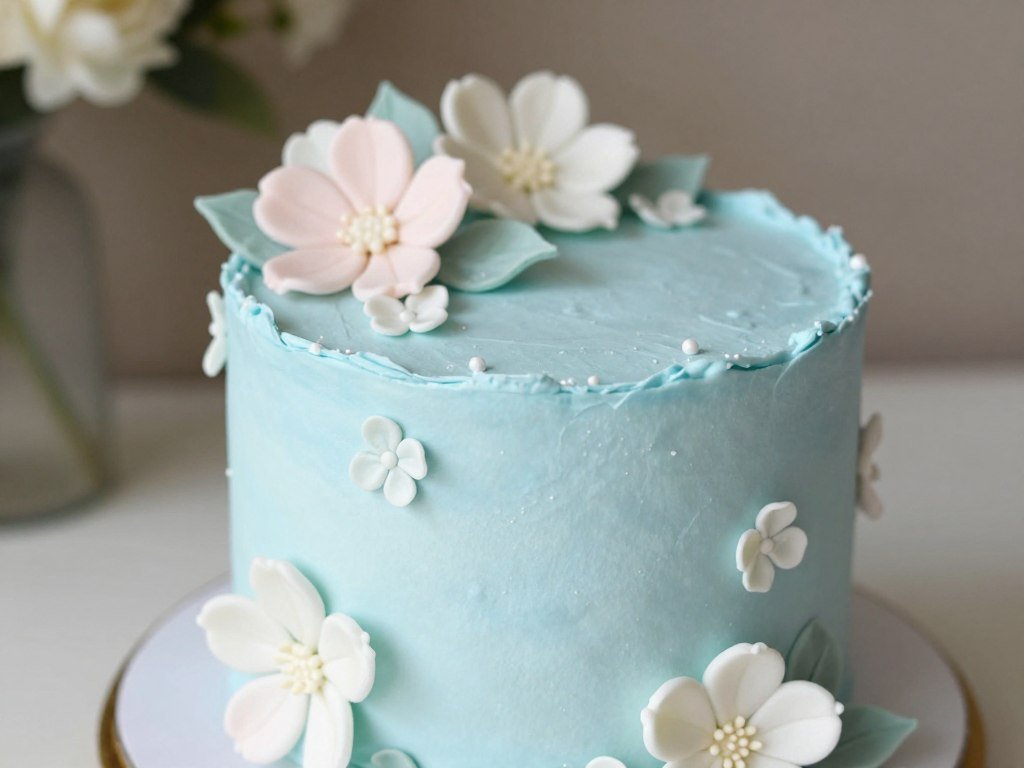 pastel blue cake with sugar flower decorations pastel blue cake with sugar flower decorations