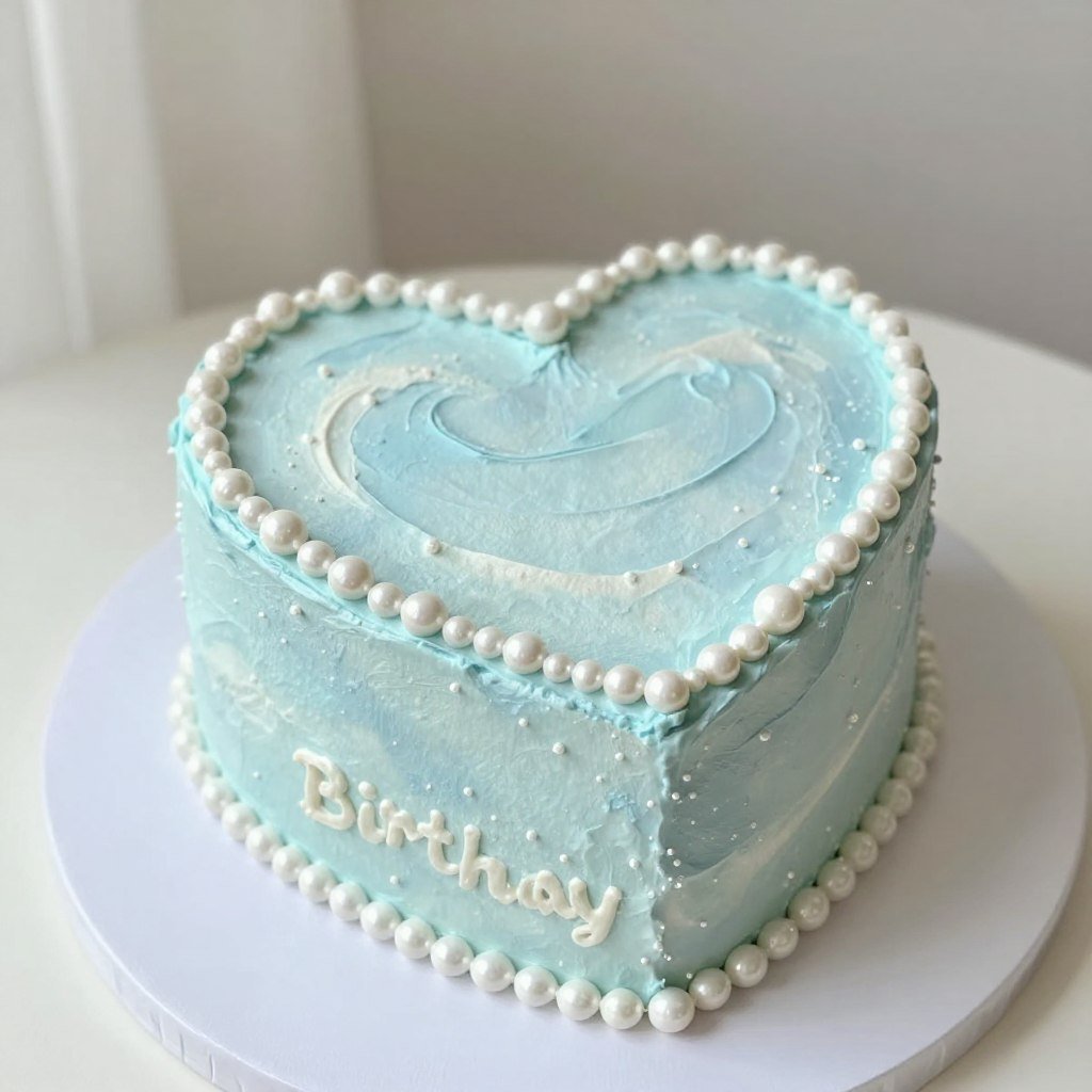 pastel blue heart shaped cake with pearls pastel blue heart shaped cake with pearls