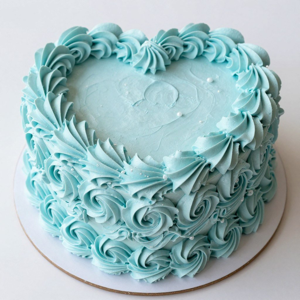 pastel blue heart shaped cake with rosettes pastel blue heart shaped cake with rosettes