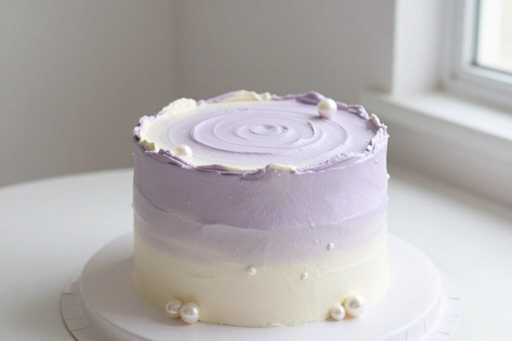 pastel korean cake with lavender and cream ombre effect pastel korean cake with lavender and cream ombre effect
