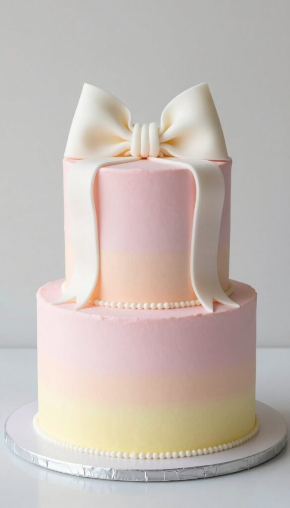 pastel ombre bow cake
