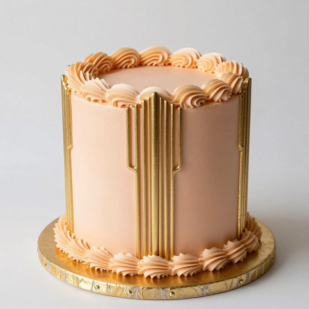 peach and gold vintage birthday cake