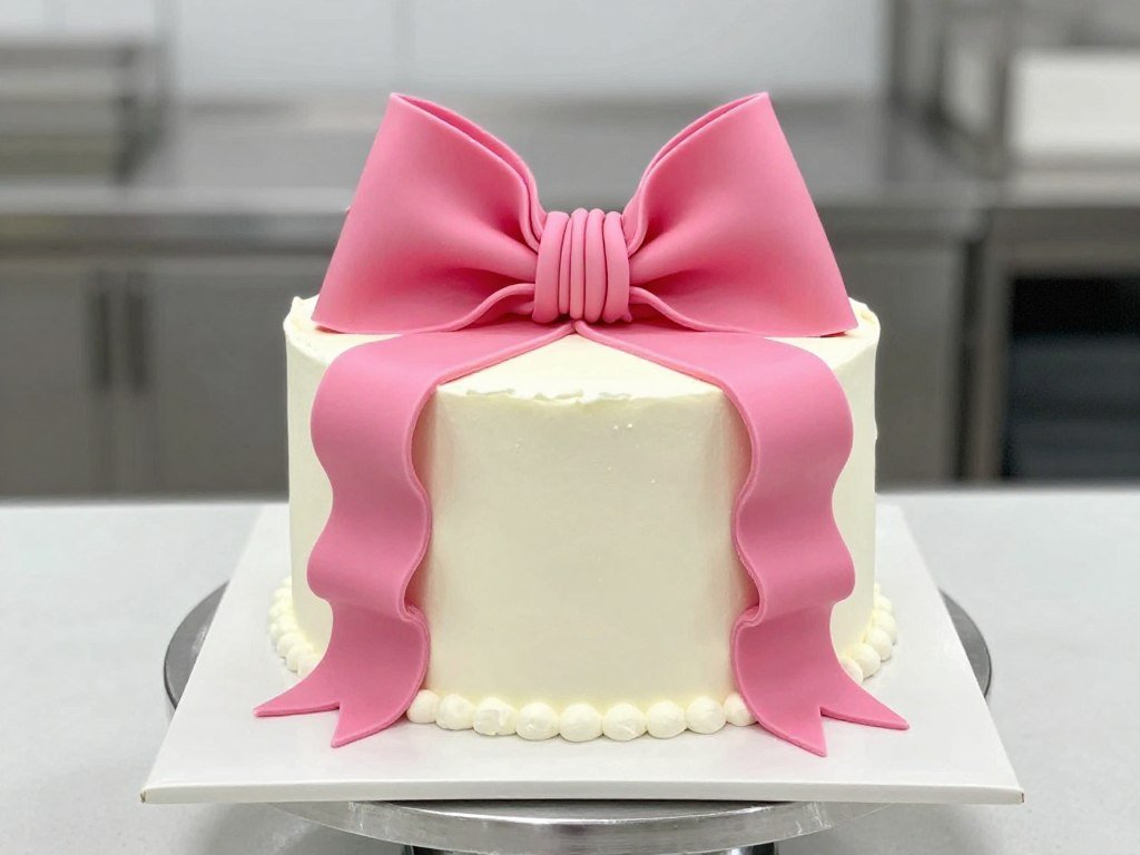 perfectly matched bow and cake colors