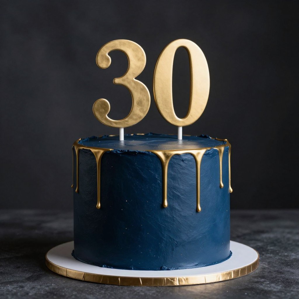 perfectly smooth buttercream cake in navy blue
