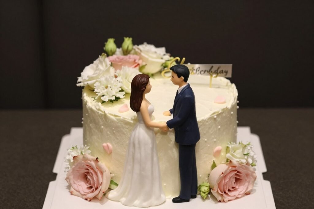 personal-sized birthday cake for two with romantic design
