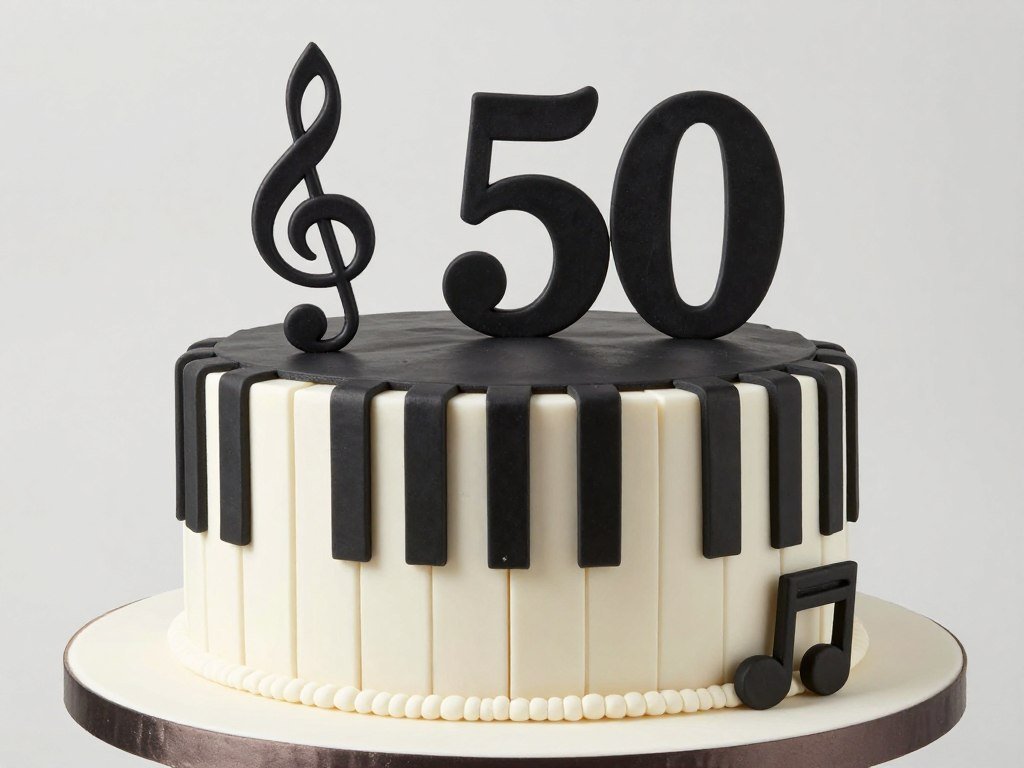 piano keyboard 50th birthday cake design