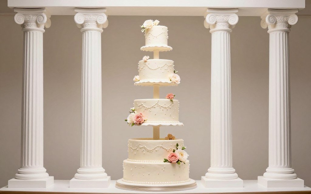 pillared tier birthday cake classical elegant design