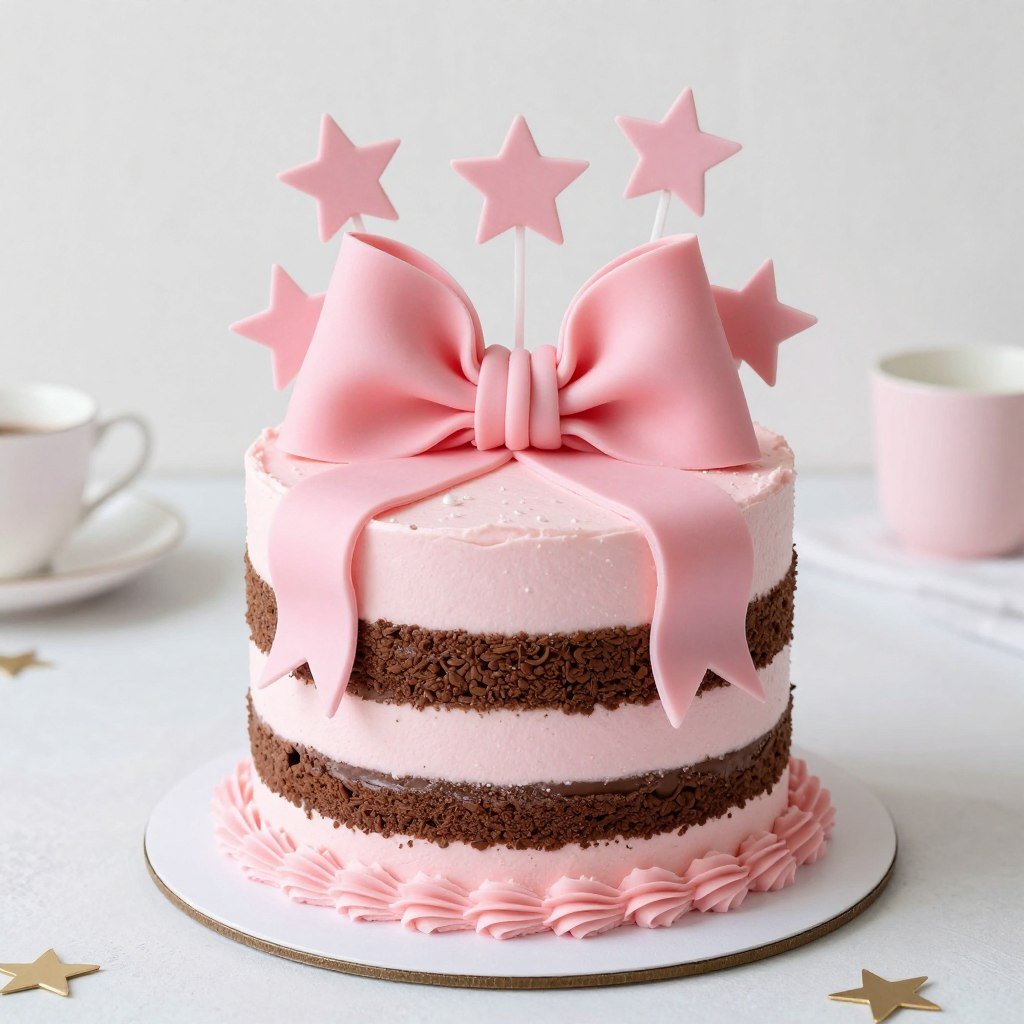pink birthday cake with coquette aesthetic and chocolate layers pink birthday cake with coquette aesthetic and chocolate layers