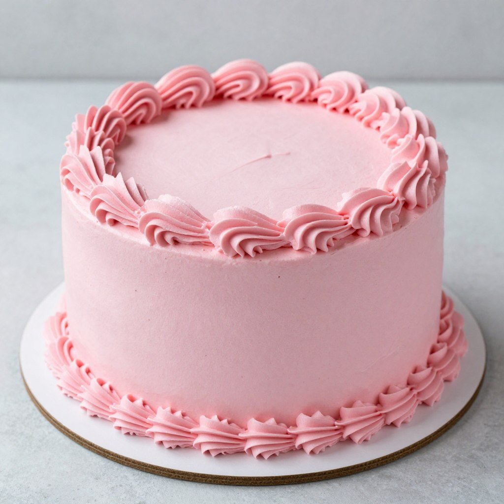 pink buttercream cake with piping details pink buttercream cake with piping details