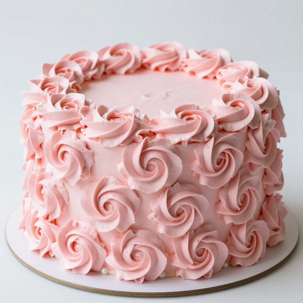 pink cake with buttercream flower piping pink cake with buttercream flower piping