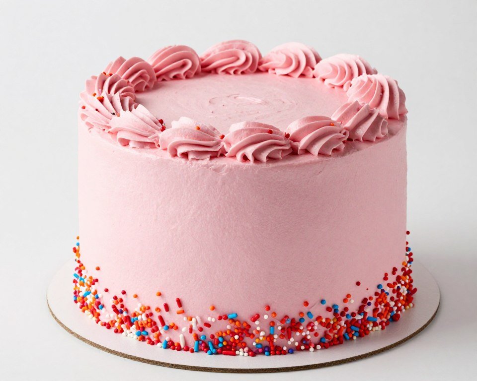 pink cake with sprinkle border design pink cake with sprinkle border design
