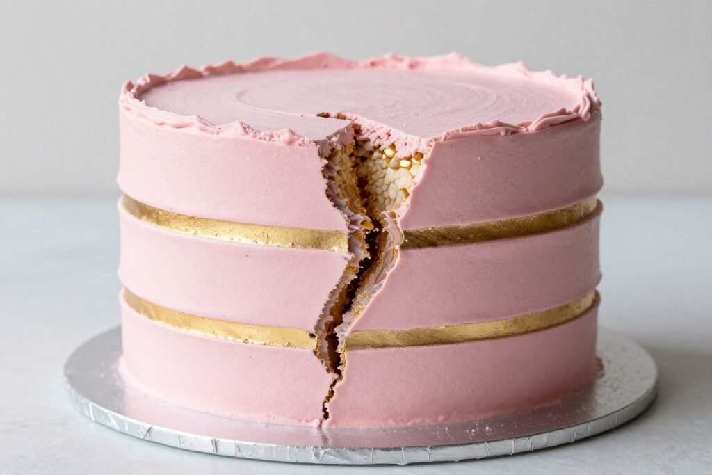pink fault line cake with gold filling pink fault line cake with gold filling