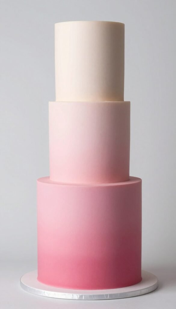pink fondant cake with ombre effect from dark to light pink pink fondant cake with ombre effect from dark to light pink