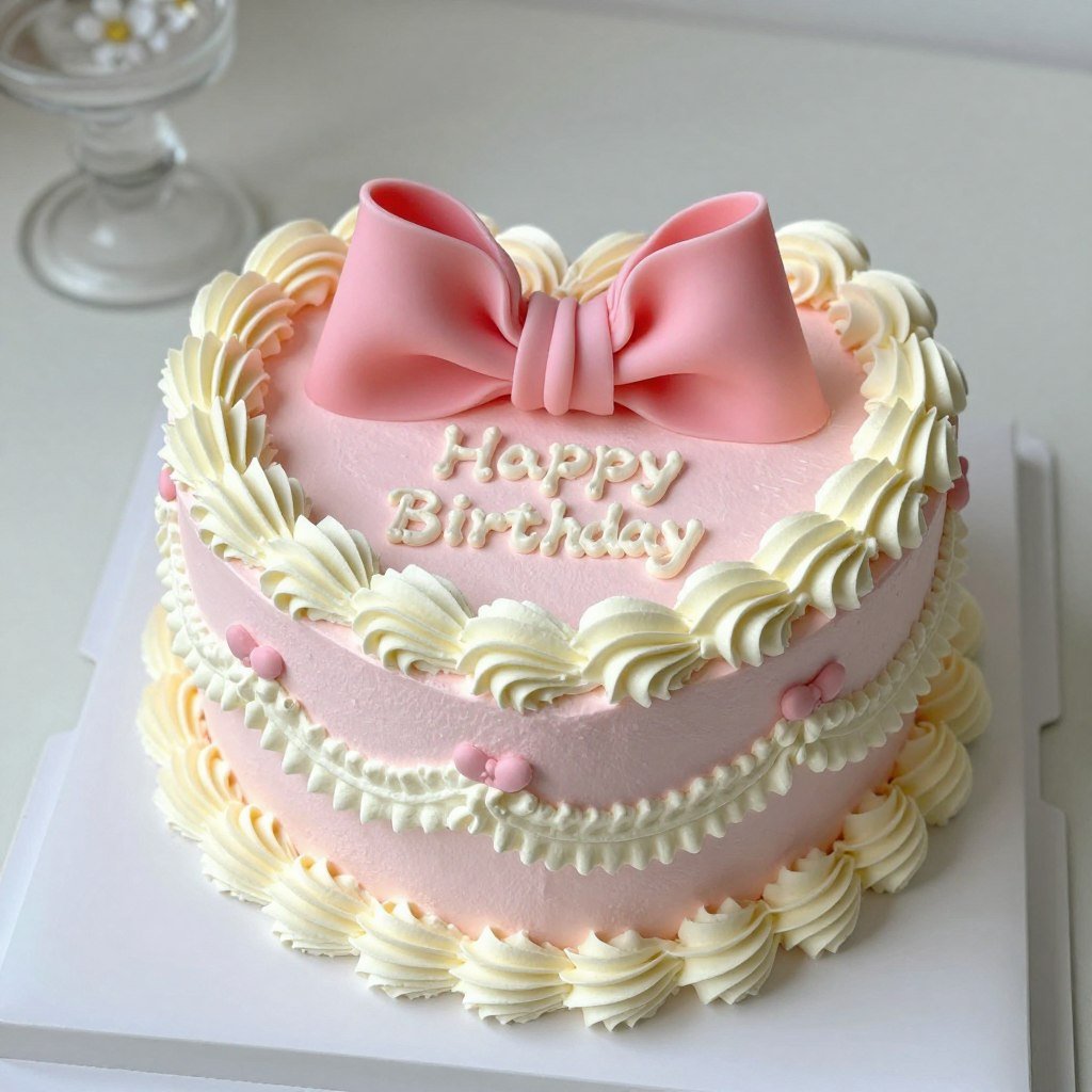 pink heart birthday cake