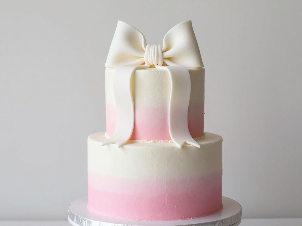 pink ombre with white bow