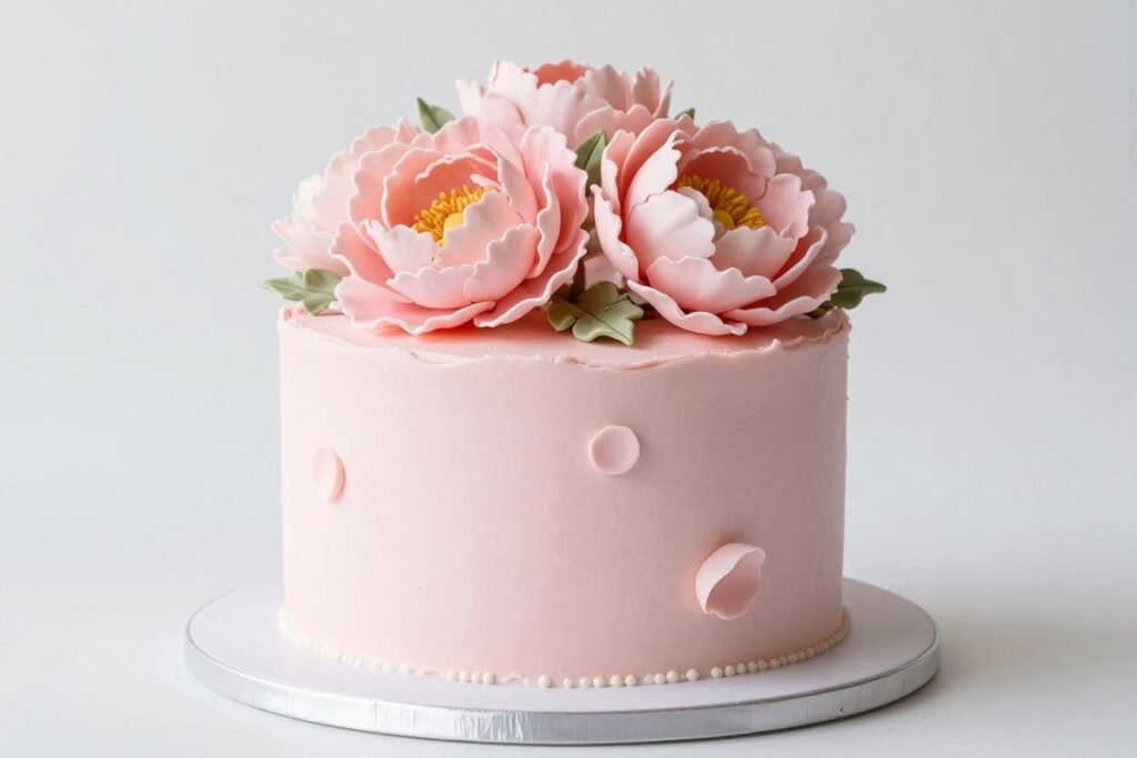pink peony decorated birthday cake pink peony decorated birthday cake