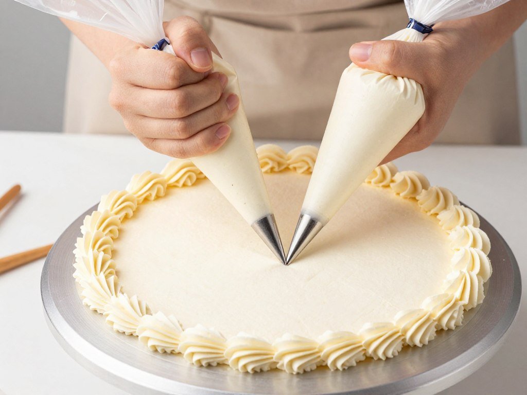 piping borders on birthday cake piping borders on birthday cake