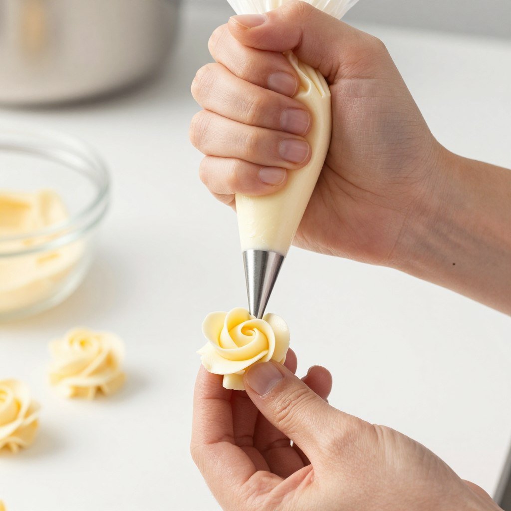 piping buttercream roses at home
