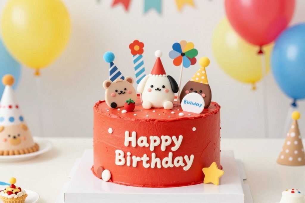 playful aesthetic cake designs korean red for children
